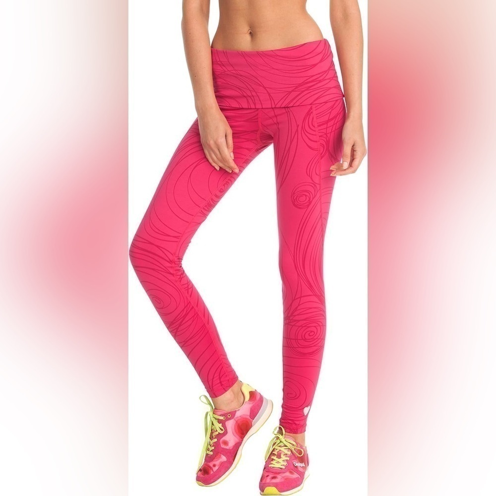 Desigual Women's Sz XS Pink Active Monochromatic Leggings With Outlined Circles